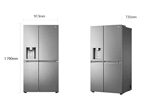 LG Electronics GSJV71MCTE Side-by-Side Kühlschrank mit Door-in-Door | Eis-, Crushed Ice- und Wasserspender | 635 Liter Kapazität | Interner Wassertank 4L | Matte Black