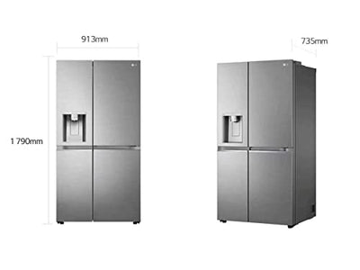 LG Electronics GSJV71MCTE Side-by-Side Kühlschrank mit Door-in-Door | Eis-, Crushed Ice- und Wasserspender | 635 Liter Kapazität | Interner Wassertank 4L | Matte Black