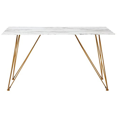 Beliani Stylischer Esstisch 140 x 80 cm Marmoroptik/Gold Kenton