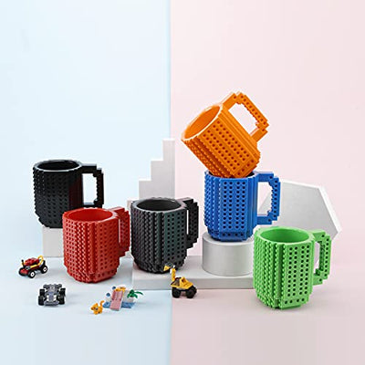 VANUODA Build Tasse Brick Mug Becher, Ostergeschenke Vatertag Einschulung Geburtstagsgeschenk Nikolaus Weihnachten, Geschenke für Männer Mädchen Kinder Papa Junge, Kompatibel für Lego