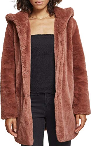 Urban Classics Ladies Hooded Teddy Coat, Farbe darkrose, Größe M