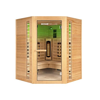 Home Deluxe – Infrarotkabine – REDSUN XXL Deluxe - Vollspektrumstrahler und Karbon-Flächenstrahler – Holz: Hemlocktanne - Maße: 150 x 150 x 190 cm I Infrarotsauna für 3-4 Personen, Wärmekabine