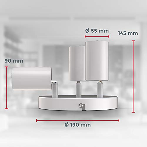 B.K.Licht - LED Deckenlampe - Deckenspots 3-flammig - schwenkbarer LED Deckenstrahler weiß ohne Leuchtmittel