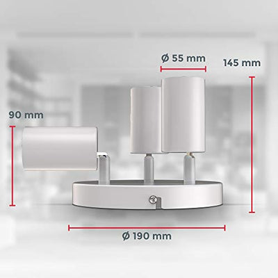B.K.Licht - LED Deckenlampe - Deckenspots 3-flammig - schwenkbarer LED Deckenstrahler weiß ohne Leuchtmittel