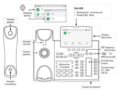 Snom D385 IP Telefon, SIP Tischtelefon Farbe + SmartScreen, 12 SIP-Identitäten, Sensorhakenschalter, Bluetooth, USB, 48 selbstbeschriftende Schlüssel (12 physische), Schwarz, 00004340