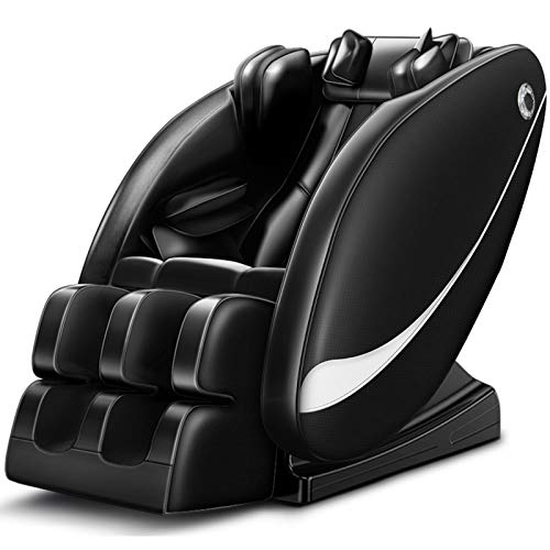 YUNLILI 3D-Massagesessel, Massagestuhl, ohne Schwerkraft, mit Ganzkörper-Airbag, Bluetooth, Rückenwärme, Fußrolle, Beige mit weicher Rückenlehne (Farbe: Schwarz)