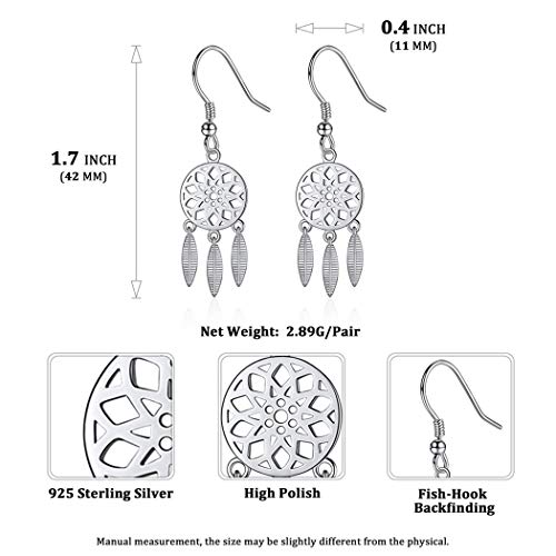 ChicSilver Sterling Silber Traumfänger Ohrringe Boho rustikale Schmuck für Frauen Mädchen Hoffnung Traum Geschenk ethnischen baumeln Ohrring…