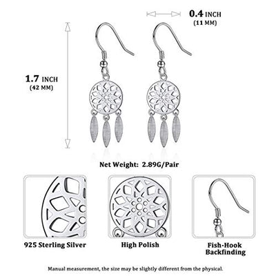 ChicSilver Sterling Silber Traumfänger Ohrringe Boho rustikale Schmuck für Frauen Mädchen Hoffnung Traum Geschenk ethnischen baumeln Ohrring…