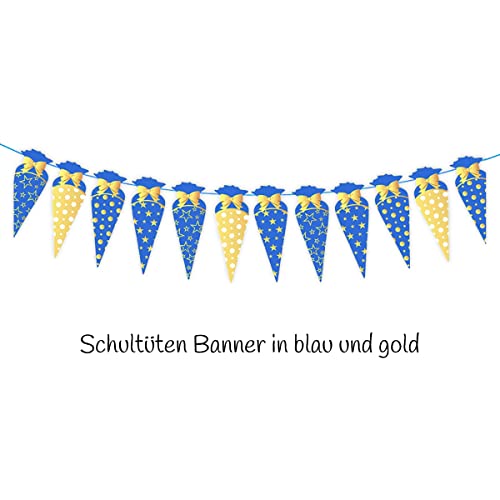 XXL Deko Set zur Einschulung/Schulanfang/Erster Schultag für Jungs | Girlande + XXL Folienluftballons + 25 Luftballons + Buchstaben-Konfetti