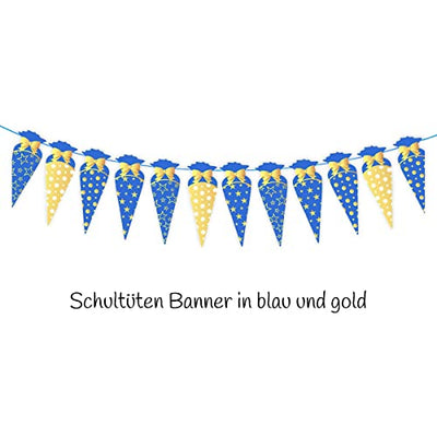 XXL Deko Set zur Einschulung/Schulanfang/Erster Schultag für Jungs | Girlande + XXL Folienluftballons + 25 Luftballons + Buchstaben-Konfetti