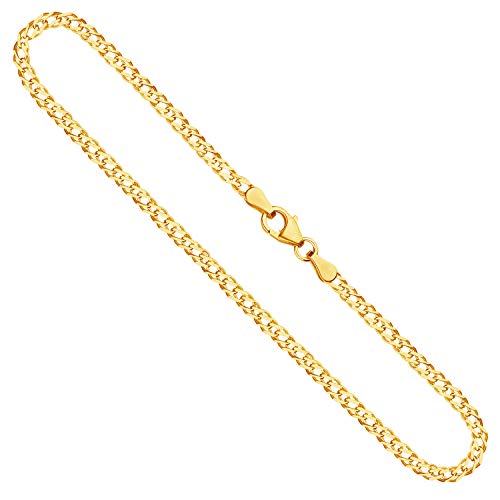 EDELIND 585/14 Karat Gold Halskette für Damen Goldkette 2.9 mm Länge 100cm Zwillingspanzerkette Gelbgold mit Karabinerverschluss mit Schlaufe inkl Schmuck Geschenk Box Made in Germany