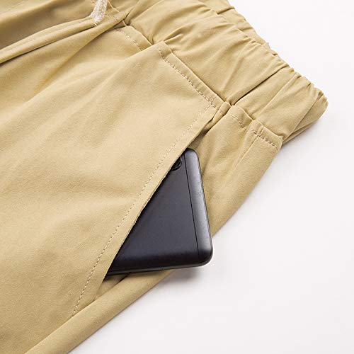 Tansozer Kurze Hosen Herren Shorts Sommer Bermuda Dünn mit Taschen(2ZD Khaki L)