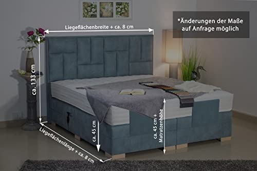 PAARA Boxspringbett Nevada GM | 10.000 Newton Motorleistung | Antirutsch-Matten | Royal-WS® Taschenfederkern Matratze mit GELAX® Topper Kern | Made in Germany (240 x 220 cm)