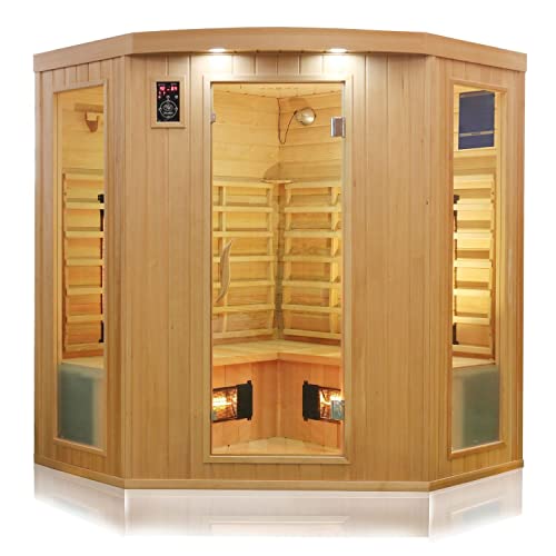 Luxus LED Infrarotsauna 160x160cm Infrarotkabine Wärmekabine Sauna Vollspektrum