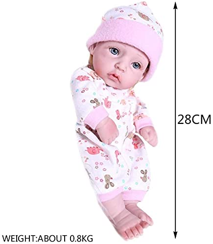 GLXLSBZ Reborn Baby-Puppe, realistische Babypuppen, 28 cm, Vollsilikon, Mini-Schlaf-Puppe, zum Baden geeignet, Spielzeug für Mädchen mit Korb, Kissen, Decken, Outfit für Kinder, Weihnachtsgeschenke