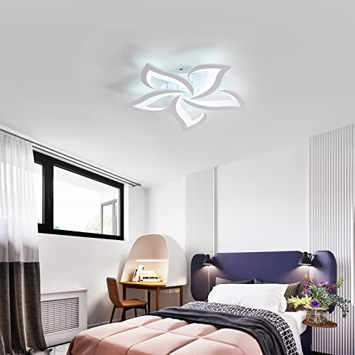 Comely Deckenlampe, LED Deckenleuchte 60W 6750lm, Kaltes Weiß 6000K Moderne Blütenblatt Design Deckenlampe für Wohnzimmer Küche Schlafzimmer Esszimmer, Dia 60cm