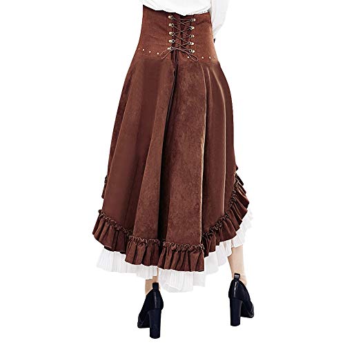 Damen Retro Vintage Steampunk Gothic Länge Knöchel Rock Asymmetrisch Victorian Vintage Cosplay Party Kleid