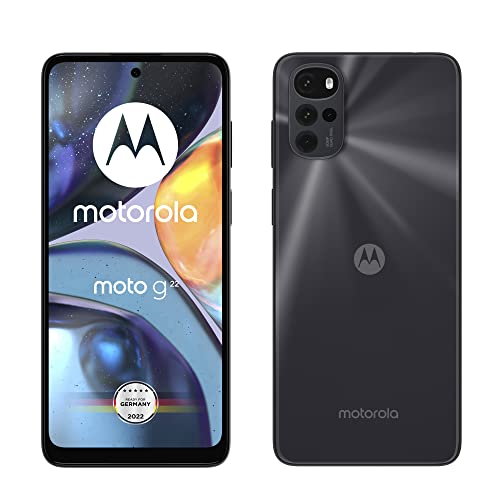 Motorola Moto g22 Smartphone (6,5“-HD+-Display, 50-MP-Kamera, 4 GB/64 GB, 5000 mAh, Android 12), Cosmic Black, KFZ-Adapter