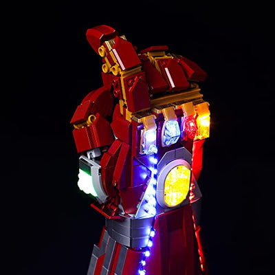 Kyglaring LED Beleuchtung Kit Entwickelt für LEGO Nano Gauntlet 76223 (kein Modell) und Lichter Set Kompatibel mit Replica Iron Man Gauntlet Modellbauset - Ohne Lego Set (RC Sound Version)