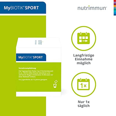 nutrimmun MyBIOTIK SPORT (90 x 3 g) Pulver – Nahrungsergänzungsmittel mit aktivem Mikrobiota Komplex, Magnesium und Vitamin C – für Energie, Muskeln und Immunsystem