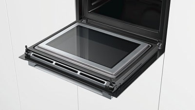 Bosch HMG6764B1 Serie 8 Einbau-Backofen mit Mikrowellenfunktion, 60x60 cm, 800W, Made in Germany, Pyrolyse Selbstreinigung, Bosch Assist Backeinstellung auf Knopfdruck, 4D Heißluft Backen auf 4 Ebenen