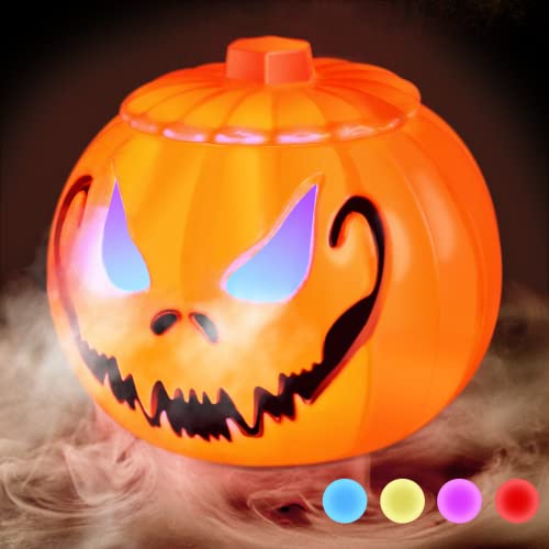 Halloween Ultraschall-Nebelmacher,Mini Nebelmaschine mit Halloween Kürbis Eimer,Vernebler für Halloween Party,Halloween Deko Kürbis mit LED Beleuchtet,Halloween Decoration für Tischdeko Garten