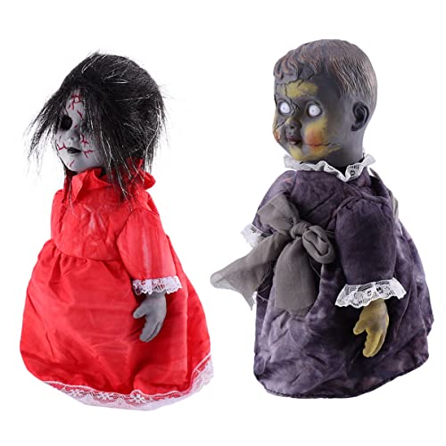 TOYANDONA 4 Stück Liefert Horror Leuchtendes Outdoor- Halloween für Sound- Baby ohne Soundbar Licht Und Figur Gruselige Deko- Puppe mit Schrecklicher Batterie Kostümpuppenpuppe mit Stimme