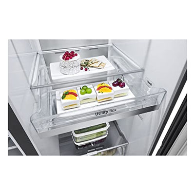 LG Electronics GSXV90MCDE Side-by-Side mit InstaView Door-in-Door | Craft Ice | Eis-, Crushed Ice- und Wasserspender | 635 Liter Kapazität | Festwasseranschluss | Schwarz