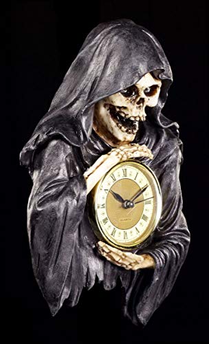 Reaper Wanduhr - Die dunkelste Stunde | Sensenmann Deko Figur Skelett Totenkopf Uhr Gothic