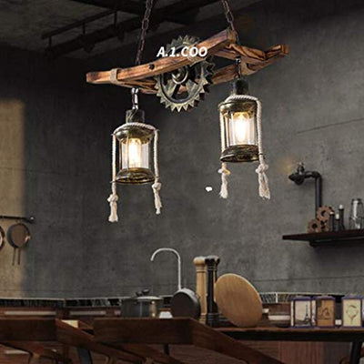 Retro Deckenlampe Deckenleuchten Industrial Bild Vintage Steampunk Kronleuchter Tischlampe Kreativ Persönlichkeit Pendelleuchte Höhenverstellbar Pendellampe Loft Bar Esszimmer Küche 2 Kopf Lampe