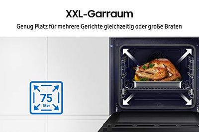 Samsung NV75N5641RS/EG Einbaubackofen,75 ℓ, Dual Cook Flex, Katalyse, 50 Automatikprogramme, XXL-Garraum