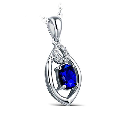 ANAZOZ Echtschmuck Halskette Damen 18K 750 Weißgold Hohl Wassertropfen 3.3Ct Saphir Blau Halskette mit Anhänger mit Diamant Schmuck für Frauen