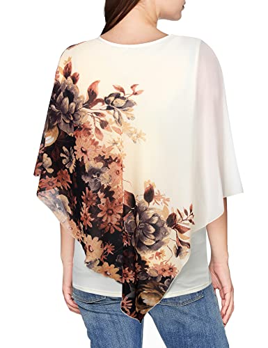 VAFOLY Damen Business Tops Professionell Elegant für Die Arbeit mit ärmel Doppellagiger Poncho Tunike Oberteile zu Tragen mit Leggings Sommerhemd und Bluse Elegante Fließende Hemden Mehrfarbig Gelb L