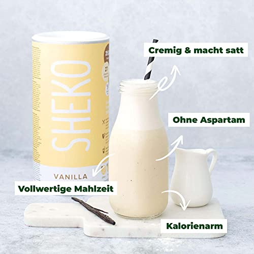 SHEKO Vanilla Mahlzeitersatz Shake | 25 Shakes pro Dose | Proteinreich, Glutenfrei & Natürlicher Geschmack | Köstliche Diät Shakes zum Abnehmen