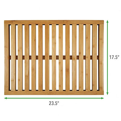 mDesign rutschfeste Bambusmatte für den Innen- und Außenbereich – rechteckiger Badvorleger aus Bambus im Lattendesign – umweltfreundliches und modernes Badzubehör für die Badewanne oder Dusche – braun