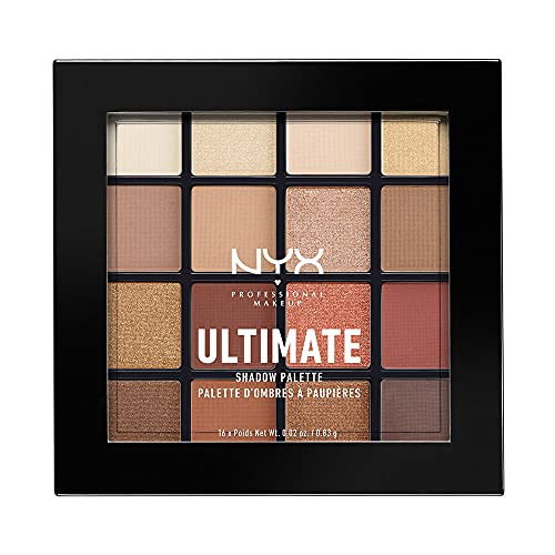 NYX Professional Makeup Ultimate Shadow Palette, Lidschattenpalette, 16 Farbtöne, Schimmernd und Metallisch, Individuelles Finish, Vegane Formel, Farbton: Warm Neutrals