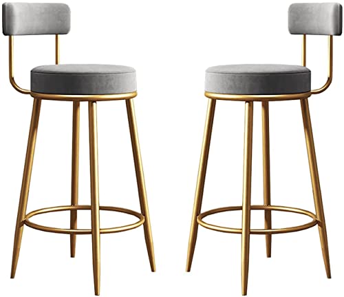 MOCHIYIA Barstools Barhocker 2er Set Designer Barstuhl Hocker Tresenhocker Bistrohocker gepolstert,mit Fußstütze Samt Metallbeine für Zuhause Küche und Esszimmer und Theke Grün und Golden