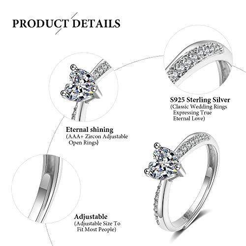 Aucuu 4PCS 925 Sterling Silber Ring Damen, einstellbare Ring Zirkonia ringe Damenring, Schmuck geschenk für Verlobung, Versprechen, Jahrestag