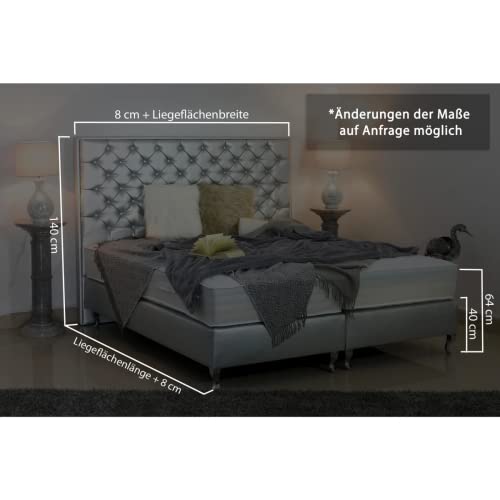 PAARA Boxspringbett Chester| Antirutsch-Matten | Royal-WS® Taschenfederkern Matratze mit integriertem Original GELAX® Topper Kern | Komplettset | Jedes Bett EIN Unikat - Made in Germany