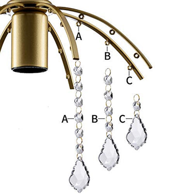 SOZOMO Crystal Chandeliers Lighting, Elegant Crystal Chandeliers Ceiling Lights With E27 Bulb Socket,Chandeliers Ceiling Light for Bedroom Hallway,Gold.