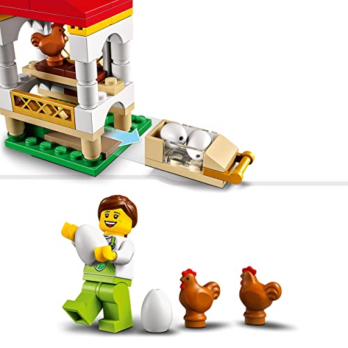 LEGO 60344 City Farm Hühnerstall, Bauernhof Spielzeug für Kinder ab 5 Jahre mit Tierfiguren, Quad und Bäuerin-Minifigur