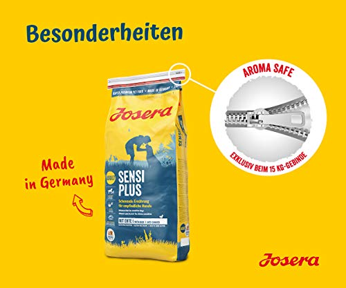 JOSERA SensiPlus (1 x 15 kg) | Hundefutter mit Ente für empfindliche Hunde | Super Premium Trockenfutter für ausgewachsene Hunde | 1er Pack