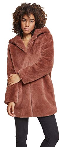 Urban Classics Ladies Hooded Teddy Coat, Farbe darkrose, Größe M