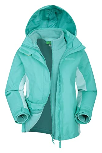 Mountain Warehouse Lightning 3-in-1 Kinder-Jacke - wasserdichte Winterjacke mit Fleecefutter, atmungsaktive Übergangsjacke für Jungen und Mädchen mit Abnehmbarer Kapuze Blaugrün 2-3 Jahre