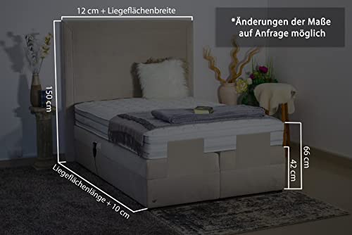 PAARA Boxspringbett Avelina GM | 10.000 Newton Motorleistung | Antirutsch-Matten | Royal-WS® Taschenfederkern Matratze mit GELAX® Topper Kern | Made in Germany (240 x 210 cm)