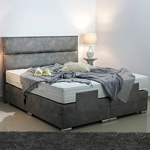 PAARA Boxspringbett Monaco II GM | 10.000 Newton Motorleistung | Antirutsch-Matten | Royal-WS® Taschenfederkern Matratze mit GELAX® Topper Kern | Made in Germany (240 x 220 cm)