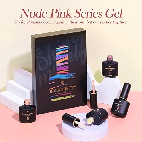 BORN PRETTY UV Nagellack Nudefarben Set, 6 Farbe 10ml Gel Nagellack Set Shellac Nagellack UV LED Nagellack Langlebig Gesund Soak Off Gel Nagellack Mit Hohlem Design