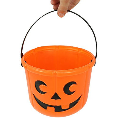 com-four® 4X Halloween Körbe, Kürbis Eimer zum Sammeln von Süßigkeiten zu Halloween, 14 cm hoch, Ø 18 cm (04 Stück - 14x18 cm)