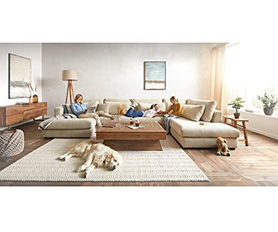 DELIFE Sofa Isla Chenille Beige 430 x 225 cm Ottomane rechts Wohnlandschaft