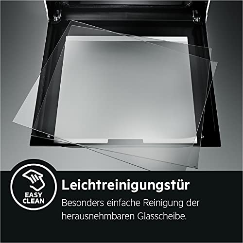 AEG CIB6470APM 60 cm Standherd mit Induktions-Kochfeld / Hob²Hood / Pyrolyse – Selbstreinigung / SoftClosing / Touch-Bedienung / Grillfunktion / Display mit Uhr / Kindersicherung / A+